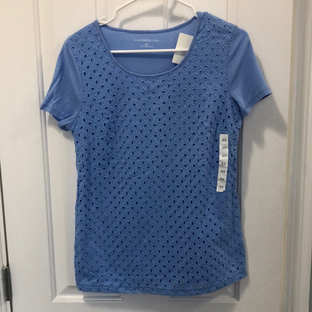 Croft & Barrow XS Periwinkle Blue Short Sleeve Top